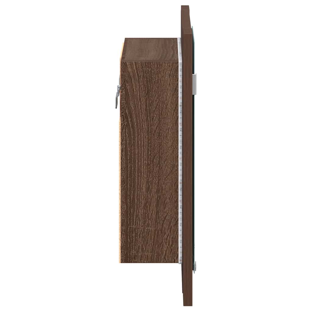 LED-Spiegelschrank Braun Eichen-Optik 40x12x45 cm Holzwerkstoff