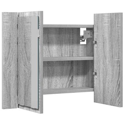 LED-Spiegelschrank Grau Sonoma 60x12x45 cm Holzwerkstoff