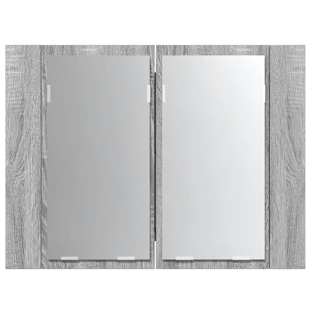 LED-Spiegelschrank Grau Sonoma 60x12x45 cm Holzwerkstoff