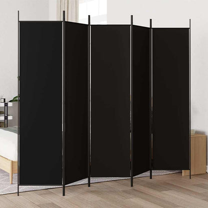 5-tlg. Paravent Schwarz 250x200 cm Stoff