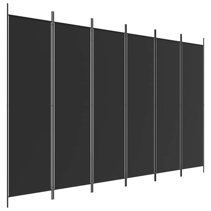 6-tlg. Paravent Schwarz 300x200 cm Stoff