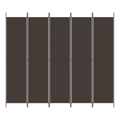 5-tlg. Paravent Braun 250x220 cm Stoff