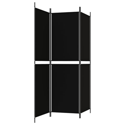 3-tlg. Paravent Schwarz 150x180 cm Stoff