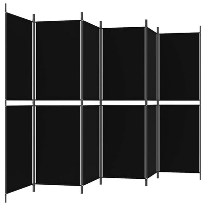 6-tlg. Paravent Schwarz 300x180 cm Stoff