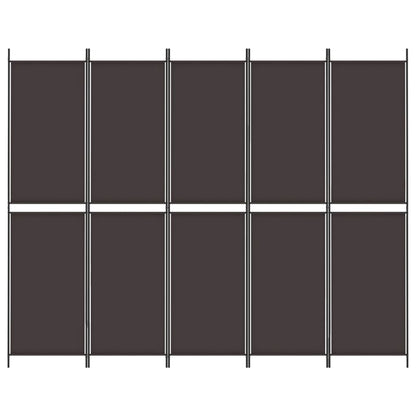5-tlg. Paravent Braun 250x200 cm Stoff