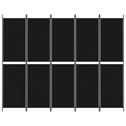 5-tlg. Paravent Schwarz 250x200 cm Stoff