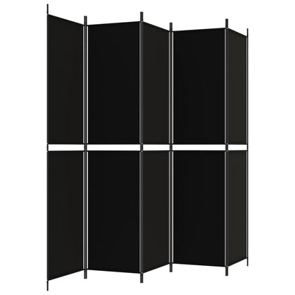 5-tlg. Paravent Schwarz 250x220 cm Stoff