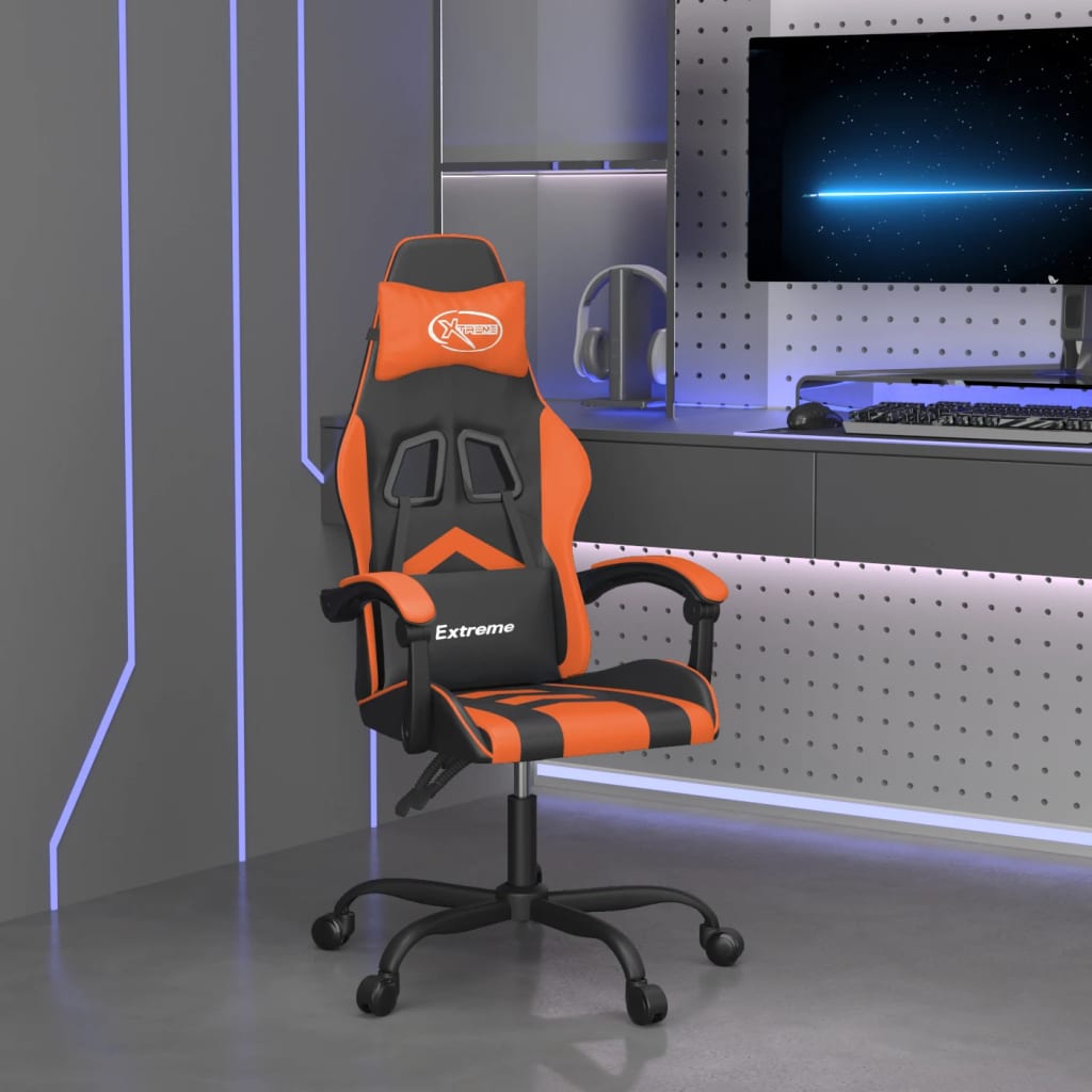 Gaming-Stuhl Drehbar Schwarz und Orange Kunstleder