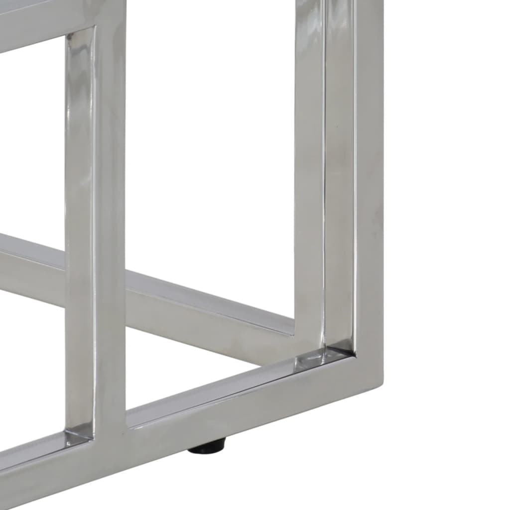 Konsolentisch Silbern Edelstahl und Altholz Massivholz