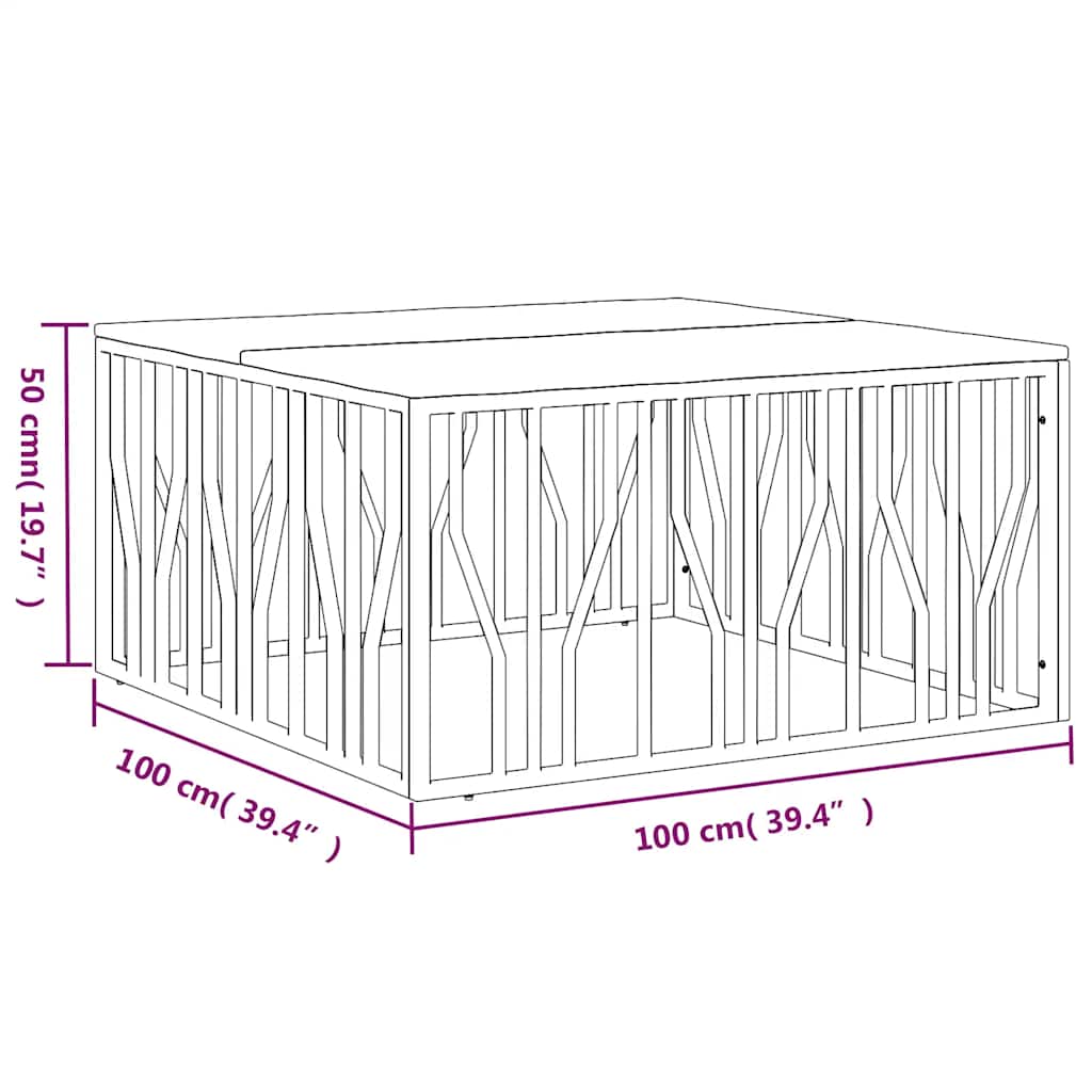 Couchtisch Golden Edelstahl und Altholz Massiv