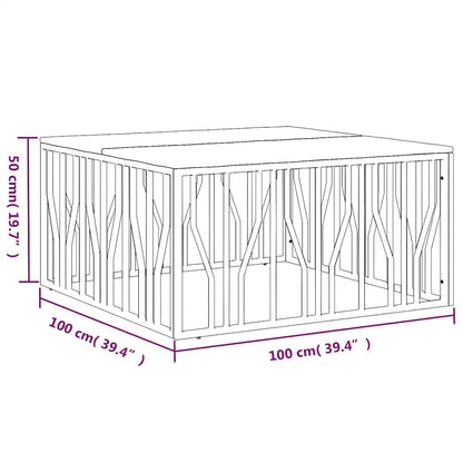 Couchtisch Golden Edelstahl und Altholz Massiv