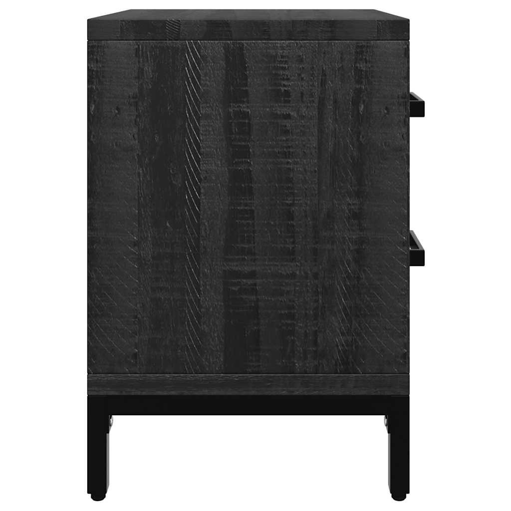 Nachttisch Schwarz 36x30x45 cm Massivholz Kiefer