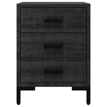 Nachttisch Schwarz 40x30x55 cm Massivholz Kiefer