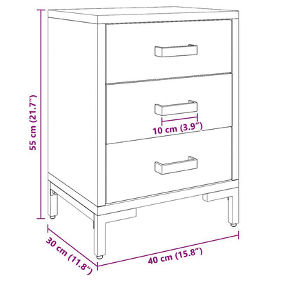 Nachttisch Schwarz 40x30x55 cm Massivholz Kiefer