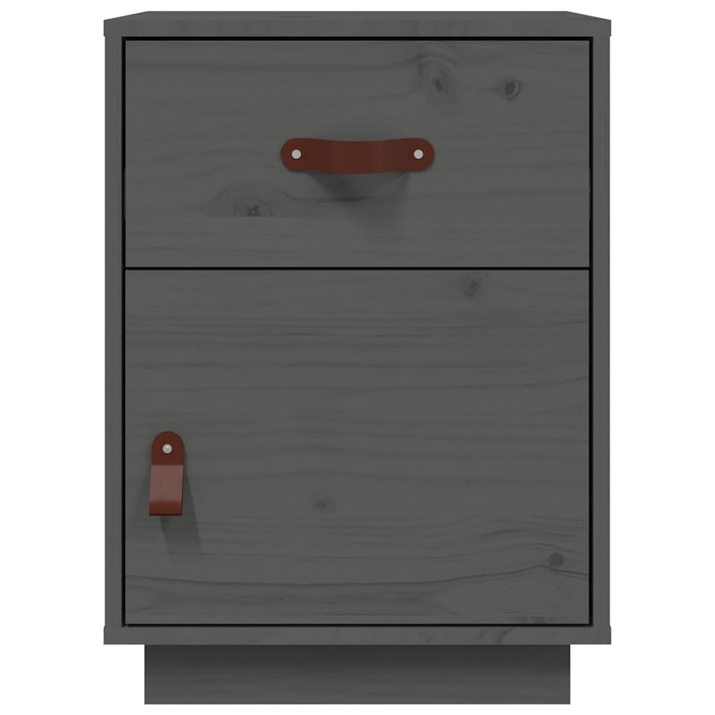 Nachttisch Grau 40x34x55 cm Massivholz Kiefer