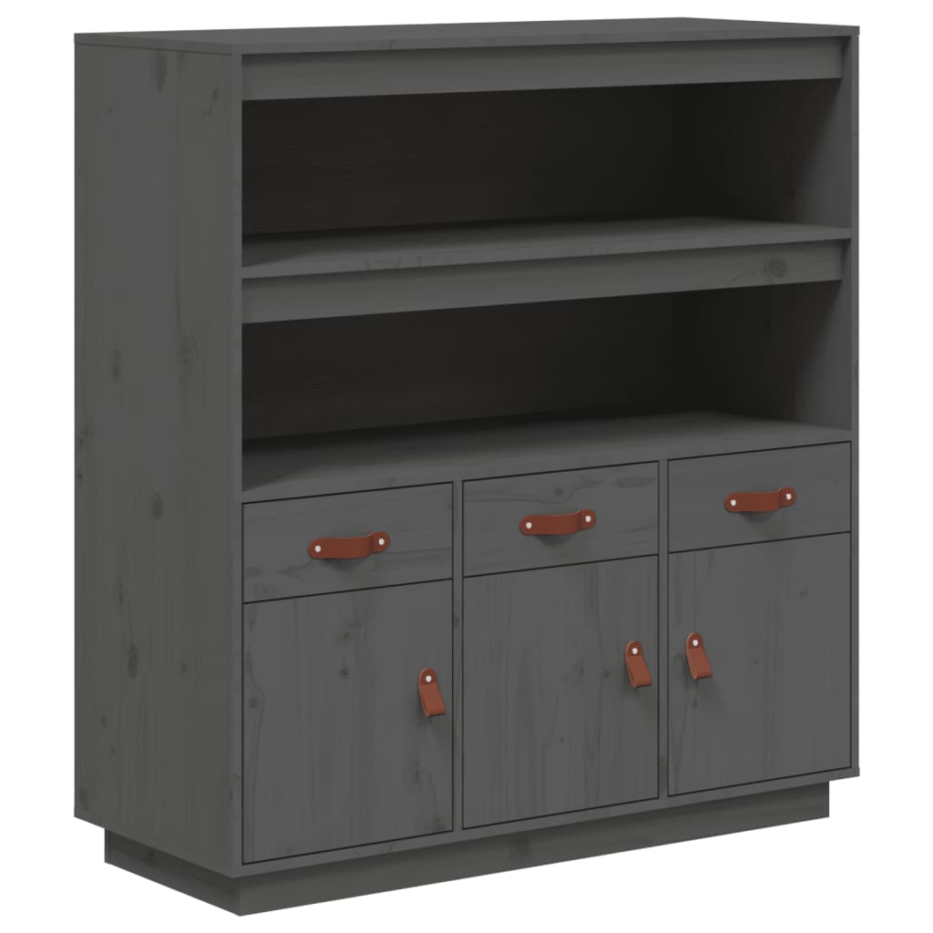 Highboard Grau 100x40x108,5 cm Massivholz Kiefer