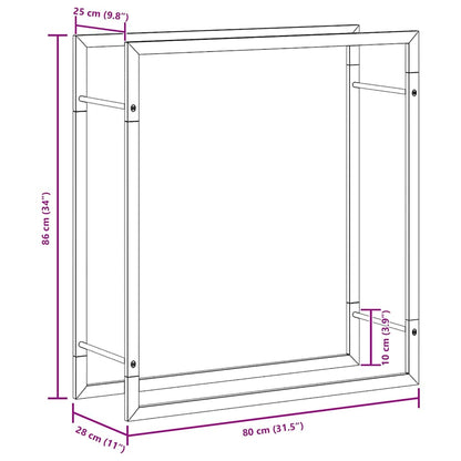 Brennholzregal Mattschwarz 80x28x86 cm Stahl