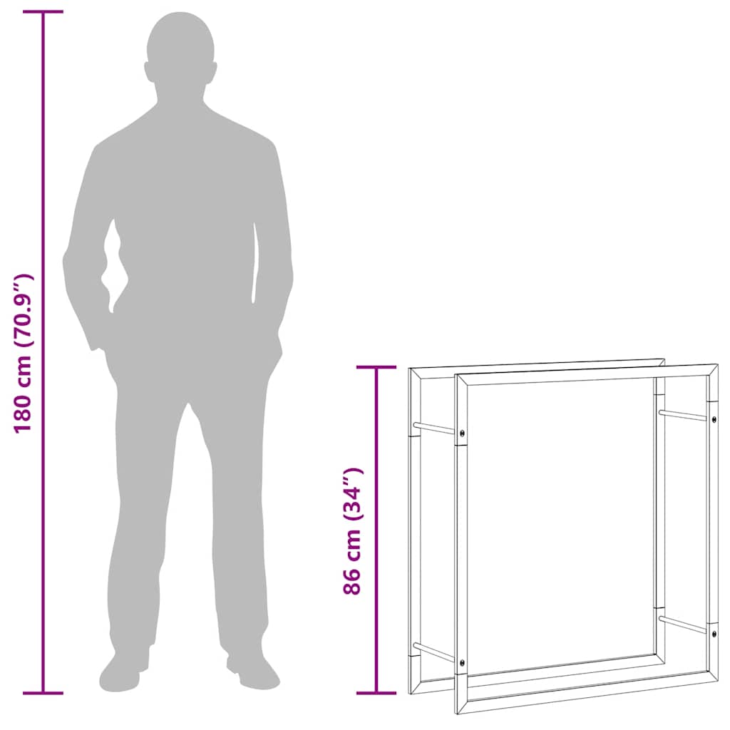 Brennholzregal Mattschwarz 80x28x86 cm Stahl