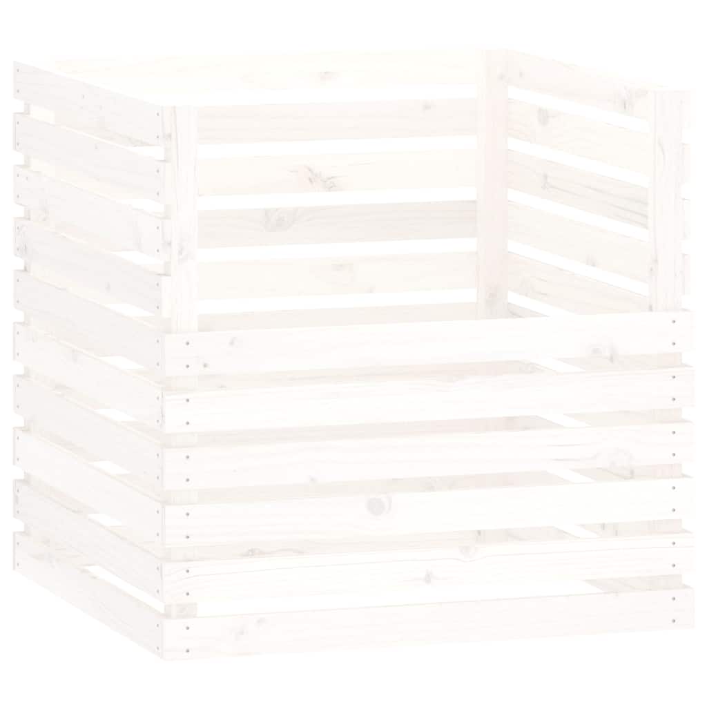 Komposter Weiß 80x80x78 cm Massivholz Kiefer