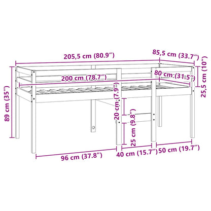 Hochbett 80x200 cm Massivholz Kiefer