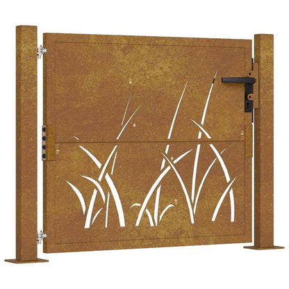 Gartentor 100x75 cm Cortenstahl Gras-Design