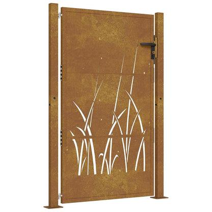Gartentor 100x125 cm Cortenstahl Gras-Design