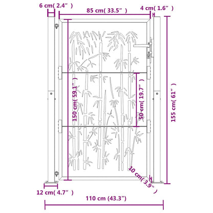 Gartentor Anthrazit 100x150 cm Stahl Bambus-Design