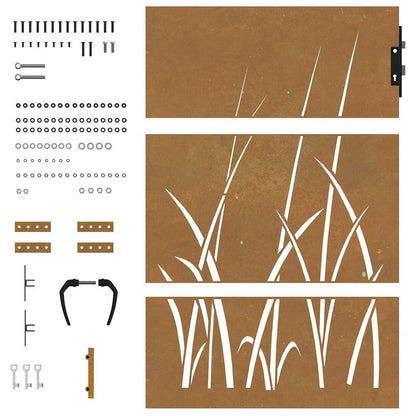 Gartentor 85x150 cm Cortenstahl Gras-Design