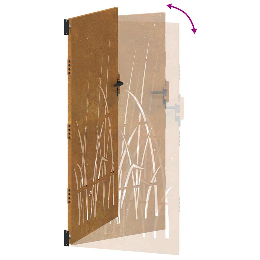 Gartentor 100x175 cm Cortenstahl Gras-Design