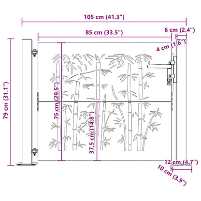 Gartentor 100x75 cm Cortenstahl Bambus-Design