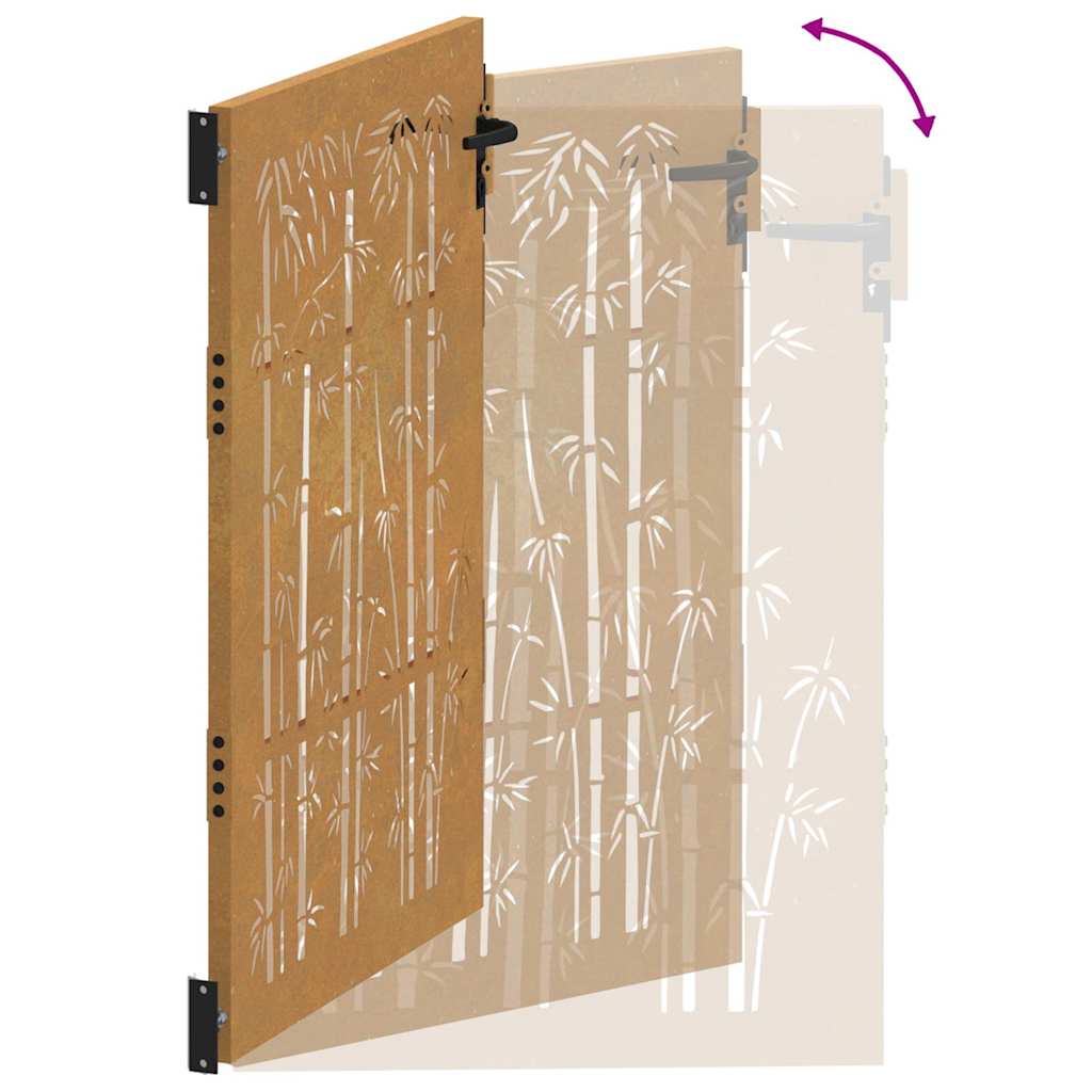 Gartentor 100x125 cm Cortenstahl Bambus-Design