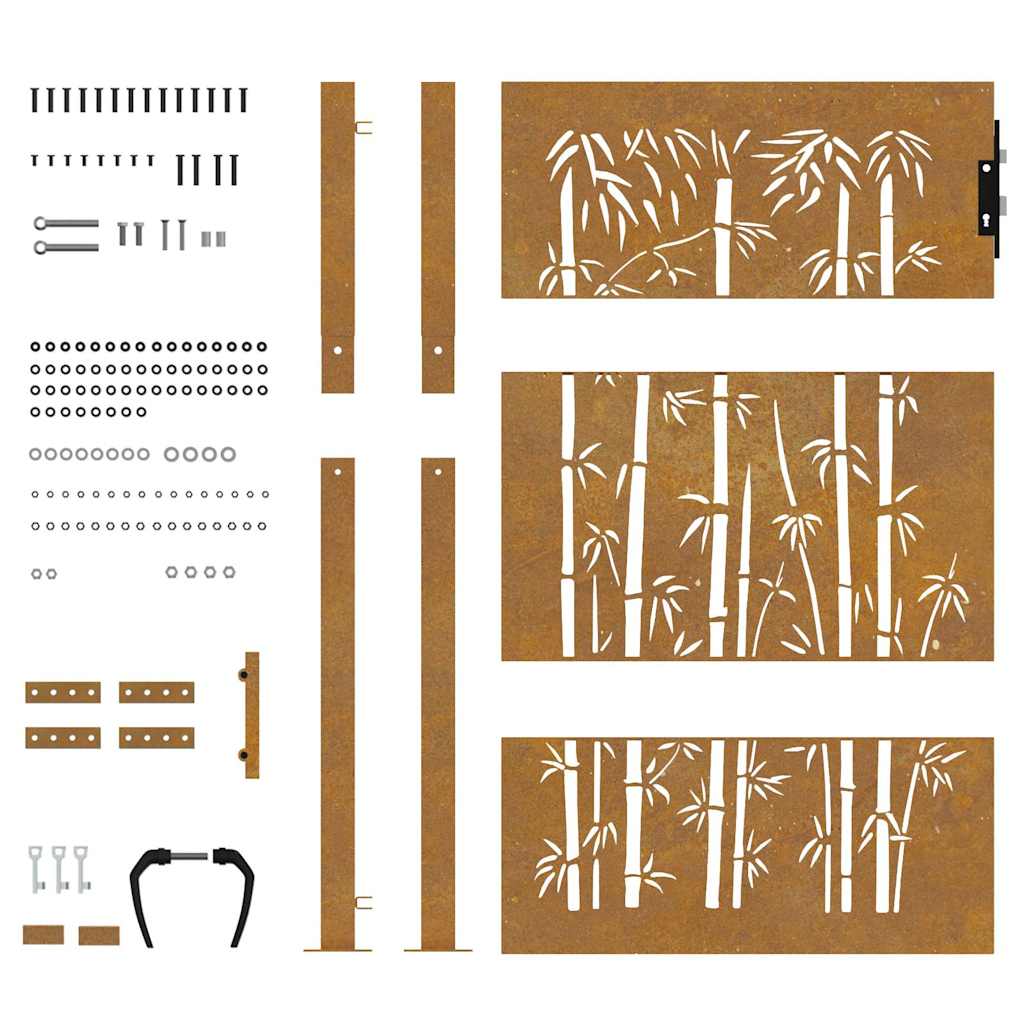 Gartentor 100x150 cm Cortenstahl Bambus-Design