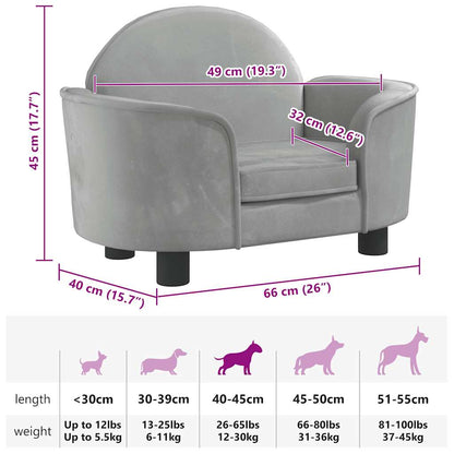 Hundebett Hellgrau 66x40x45 cm Samt