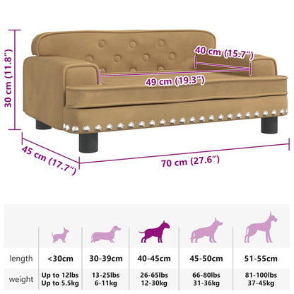 Hundebett Braun 70x45x30 cm Samt