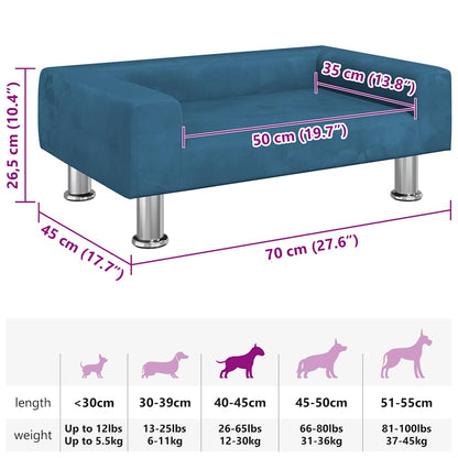 Hundebett Blau 70x45x26,5 cm Samt