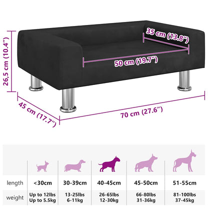 Hundebett Schwarz 70x45x26,5 cm Samt