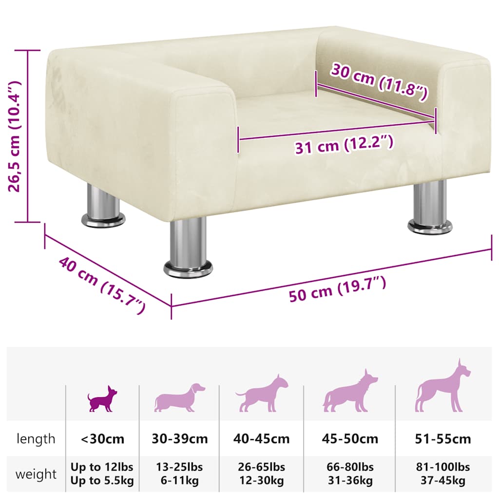 Hundebett Creme 50x40x26,5 cm Samt