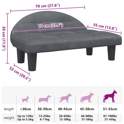 Hundebett Dunkelgrau 70x52x30 cm Samt