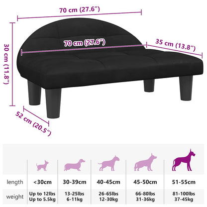 Hundebett Schwarz 70x52x30 cm Samt