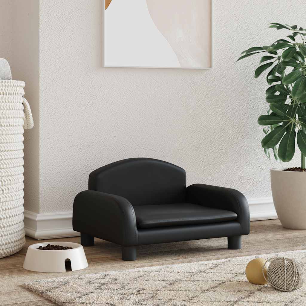 Hundebett Schwarz 50x40x30 cm Kunstleder