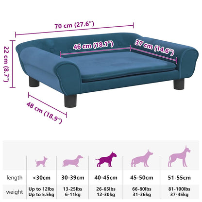 Hundebett Blau 70x48x22 cm Samt