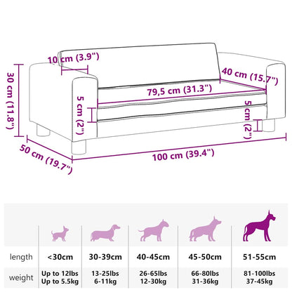 Hundebett mit Verlängerung Blau 100x50x30 cm Samt