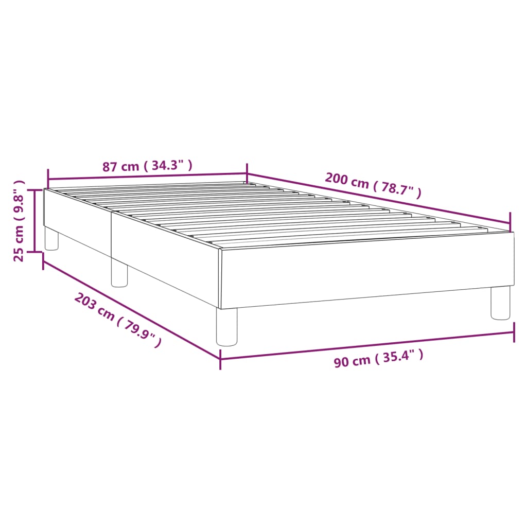 Boxspringbettgestell Schwarz 90x200 cm Stoff