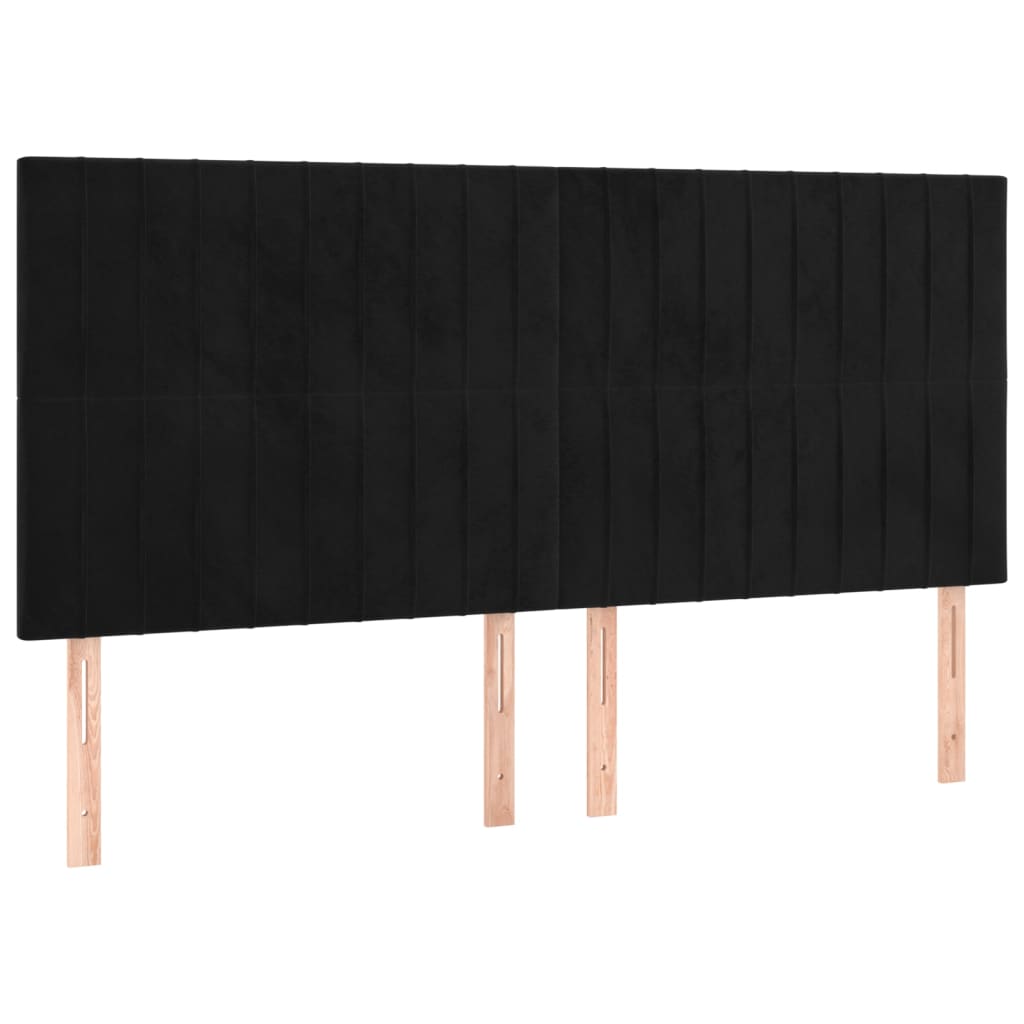 Kopfteil Schwarz 200 x 5 x 118/128 cm Samt