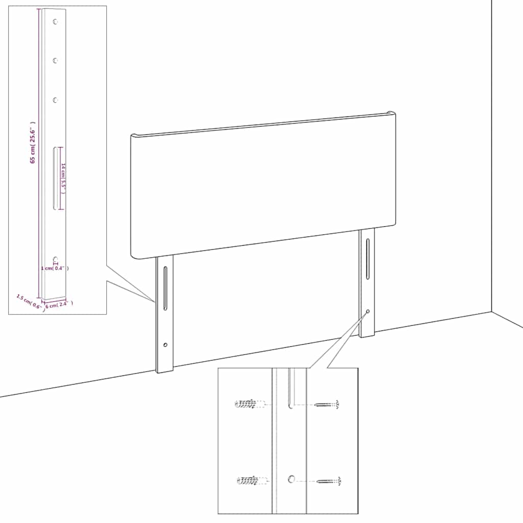 Kopfteil Dunkelblau 200 x 7 x 118/128 cm Samt