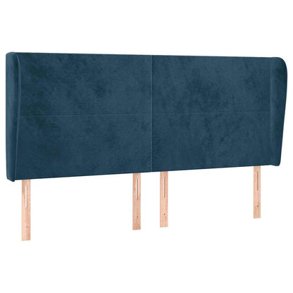 Kopfteil mit Ohren Dunkelblau 203x23x118/128 cm Samt