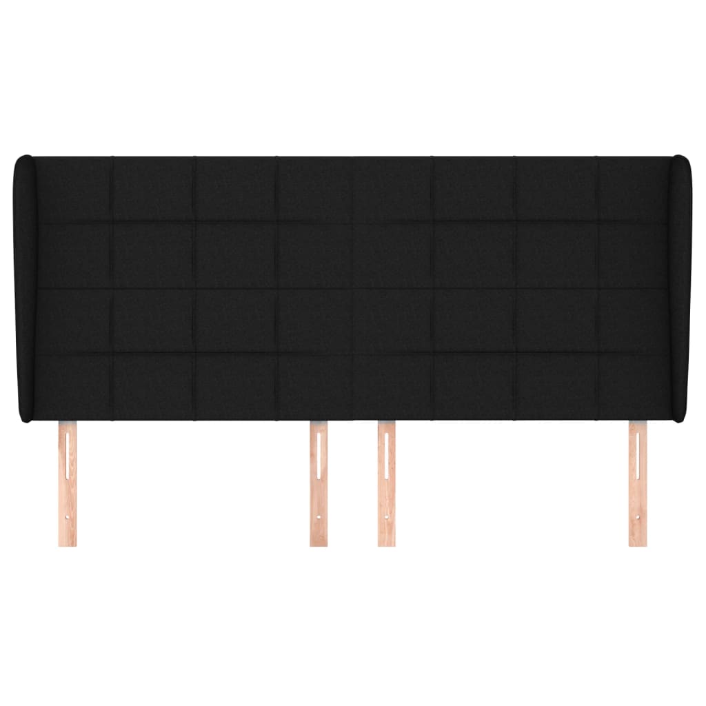 Kopfteil mit Ohren Schwarz 163x23x118/128 cm Stoff