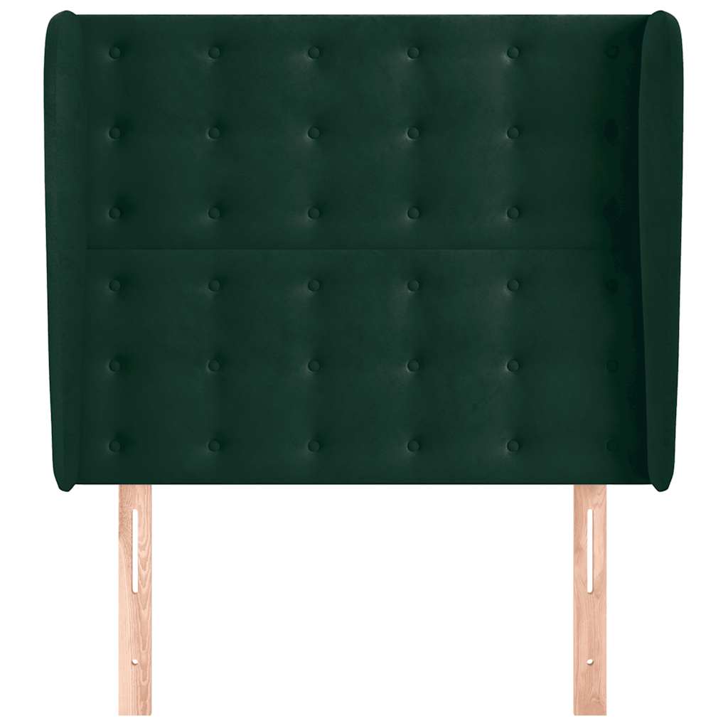 Kopfteil mit Ohren Dunkelgrün 103x23x118/128 cm Samt