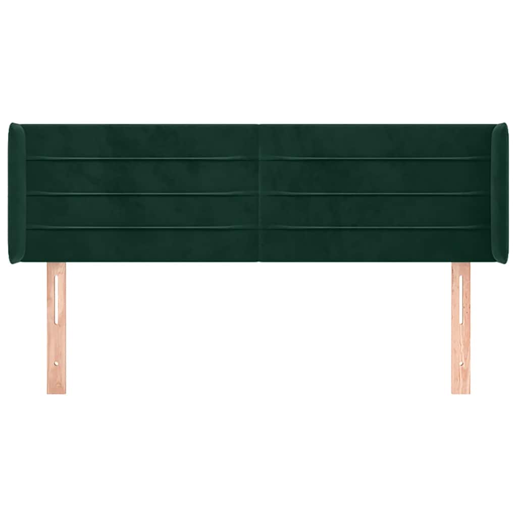 Kopfteil mit Ohren Dunkelgrün 147x16x78/88 cm Samt