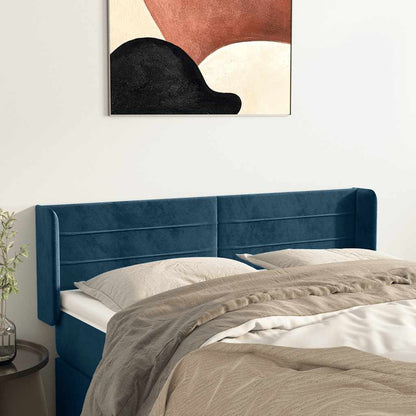 Kopfteil mit Ohren Dunkelblau 147x16x78/88 cm Samt